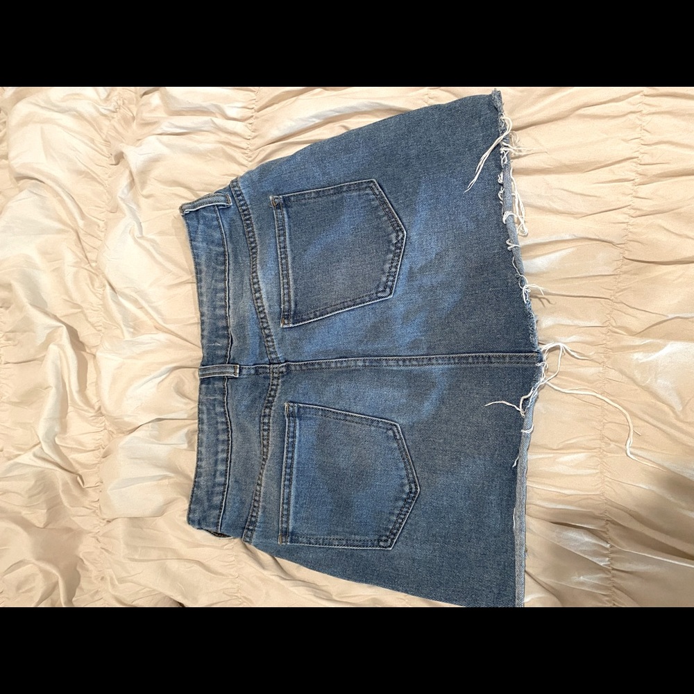 Two-tone Distressed Denim Skirt